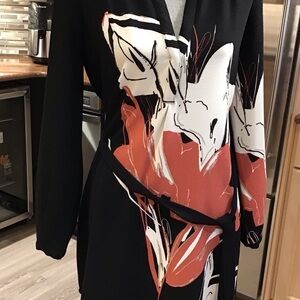 Chic Black Floral Wrap Dress